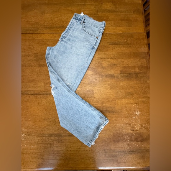 Agolde Distressed Riley Crop Jean 31 100% Cotton No Stretch - Picture 1 of 9